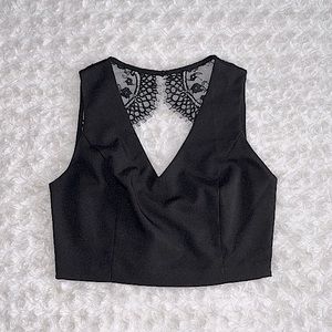 Forever 21 Black Crop Top Sleeveless Lace Back Detail